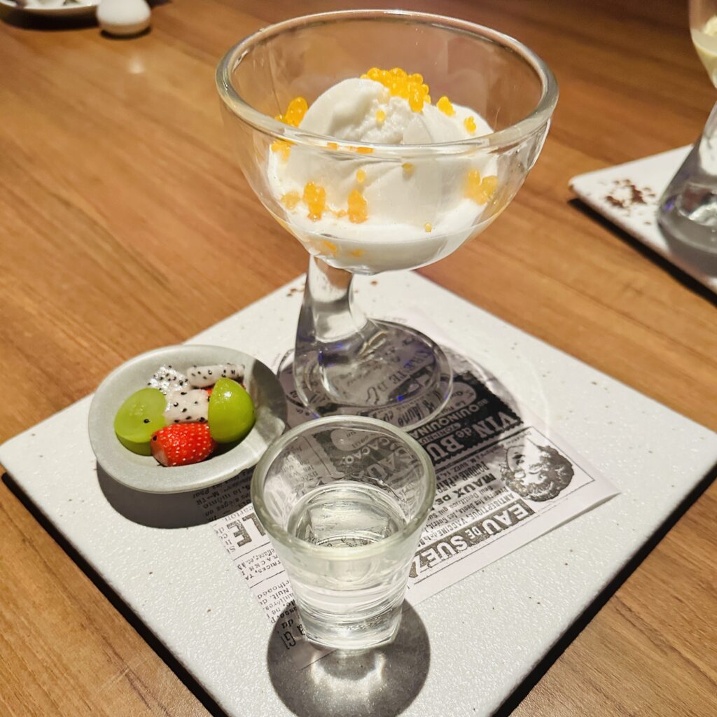 This image is of Lemongrass ice cream with a tequila shot prepared by Kalido Phuket | Followfauzia.com